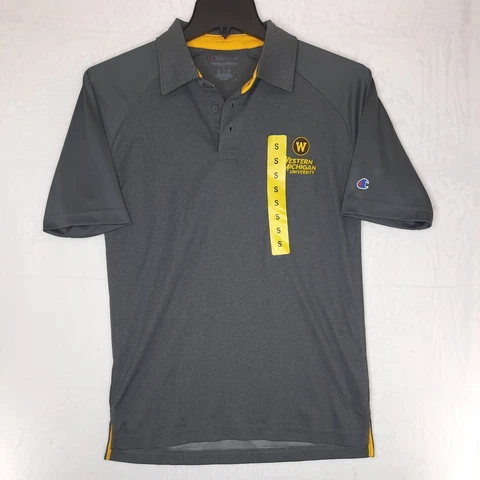Champion Western Michigan University Broncos Polo Shirt Size Small Gray NWT Cover