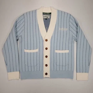 Bogey Boys Striped Cotton Cardigan Golf Sweater Blue Men’s Large Excellent Cond - Picture 1 of 13