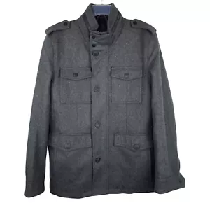 Guess Military Coat Jacket Grey Wool Blend Insulated Men's Sz S $295 - Picture 1 of 9
