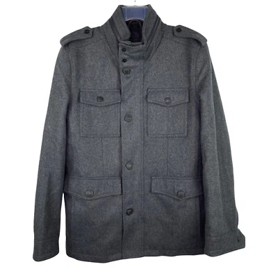 Guess Military Winter Coat Jacket Grey Wool Blend Insulated Men's Sz S $295 - Image 1 of 4