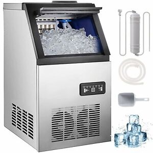150LB/24h Built-In Commercial Ice Maker Stainless Ice Cube Machine Freestanding