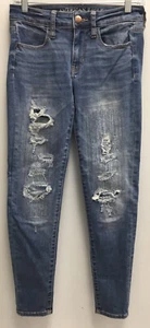 American Eagle SUPER STRETCH JEGGING Jeans Size 2 S Distressed Light Wash - Picture 1 of 11