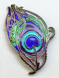 Broche Colgante Pluma Pavo Real Esmaltado Plata Esterlina De Colección MMA VMFA Firmado 521j - Imagen 1 de 2