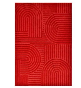 Edward Red Art Nouveau Arches Modern Hand-Tufted Wool Rug - 3 Sizes - Picture 1 of 6