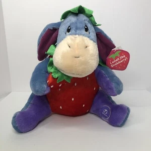 Disney Store Strawberry Eeyore Plush Stuffed Animal Fruit Purple Blue w/Tag 9" - Picture 1 of 9