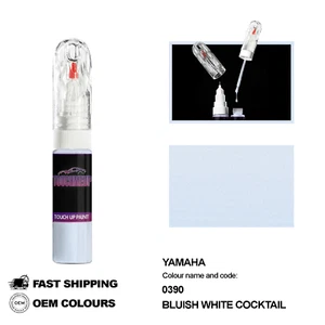 FOR YAMAHA BLUISH WHITE COCKTAIL 0390 Touch Up Paint Pen Brush Fix Kit Scratch - Picture 1 of 8