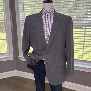 Jos A Bank Mens 44L Gray 2 Button Gray Blazer Jacket Sport Coat Cashmere Wool - Picture 1 of 15