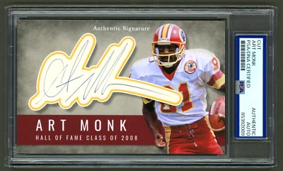 Art Monk Signed Cut Display (PSA) Washington Redskins Photo Card NFL HOF Auto - Image 1 of 2