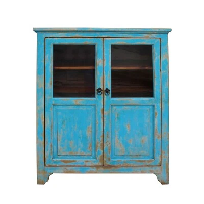 Librería de exhibición de vidrio azul brillante envejecido gabinete de curiosidades cs5382 Foto 1 de 4