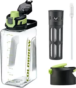 68 oz Water Bottle Straw & 2 Spout Lids, Tritan Leakproof Drinking Sports Handle - Picture 1 of 7