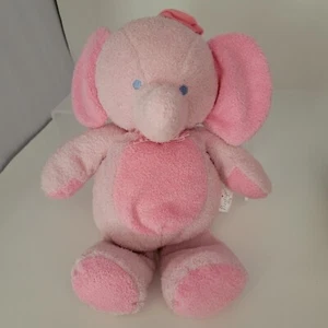 Vintage Prestige Musical Pull Tail Pink Elephant Crib Plush Blue Eyed Toy GUC - Picture 1 of 8