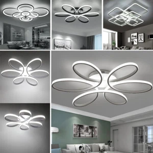 Ceiling Light White/Black Frame Chandelier LED Lamp Living Bedroom Pendant Light - Picture 1 of 97