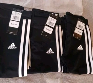 Adidas 3 Stripe Leggings for Girls, Medium(10/12)Black. Retails for $40 - Picture 1 of 5