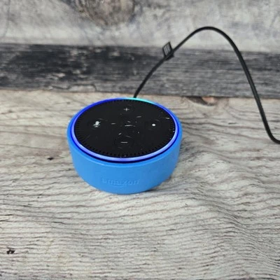 Amazon Echo Dot 2nd Generation Smart Speaker - Black (RS03QR) Blue Rubber Case - Image 1 of 4