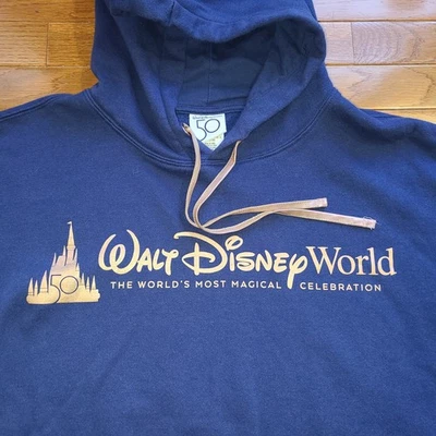 Walt Disney World sweatshirt 50th anniversary year blue 3X crop hoodie - Image 1 of 4