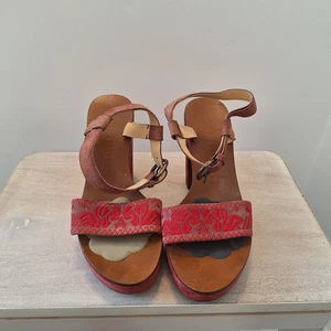 Miu Miu Plateau Leder & Wildleder High Heel Sandalen Rot 36,5 Made In Italy - Bild 1 von 11