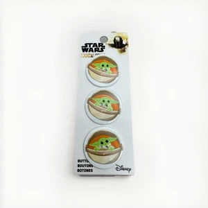 Disney Star Wars Mandalorian Set of 3 Baby Yoda 32 MM Buttons New Novelty Sewing - Picture 1 of 3