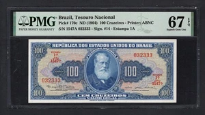 Brazil 100 Cruzeiros ND (1964) P170c Uncirculated Grade 67 - Picture 1 of 2