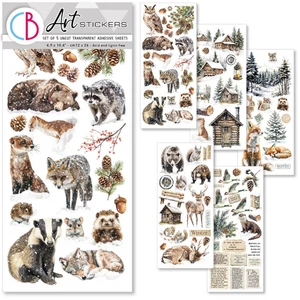 Ciao Bella Forest Tales Art Transparent Stickers 5pc Scrapbook Sticker Winter - Picture 1 of 4