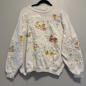 Vintage 90s Spumoni By Franko Sweatshirt Birds Tweetop Condos Size Large USA - Picture 1 of 8