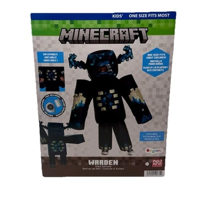 Disfraz Inflable Minecraft Guardián Niño Inflable 4 AA Batería Ventilador Negro Nuevo Foto 1 de 4