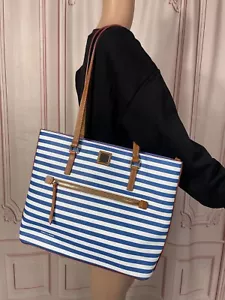 Dooney & Bourke blau & weiß gestreifte Tragetasche neu mit Etikett 2024 NEU Zertifikat - Bild 1 von 21