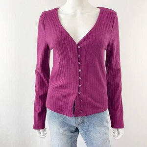 Cardigan maglione Anthropologie Maeve viola manica lunga scollo a V taglia M NUOVO - Foto 1 di 11