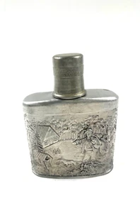 Zinn Flachmann Jagdmotiv Vintage 11,5cm - Bild 1 von 3