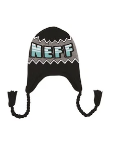 Neff Cheer berretto acrilico foderato con patta per le orecchie, taglia unica, nero/grigio nuovo - Foto 1 di 1