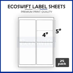 (100) 4 x 5 etiquetas adhesivas láser/tinta EcoSwift envío 4 por hoja - Imagen 1 de 5