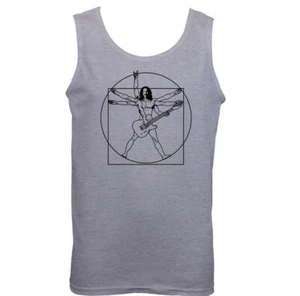 Vitruvian Zappa Mens Funny Rock Vest Frank Music Electric Guitar Band Top - Picture 1 of 8