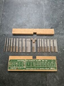 Full Set Of 17 Stanley No 50 Plane Cutters In Original Case Plough & Beading...