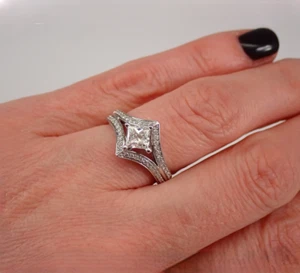 1.30 Ct IGI GIA Lab Grown Diamond Engagement Ring Princess Cut 950 Platinum - Picture 1 of 7
