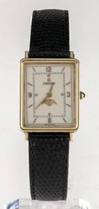 Concord 14k Yellow Gold Moonphase Quartz Tank Watch w/ Leather Strap - Picture 1 of 7
