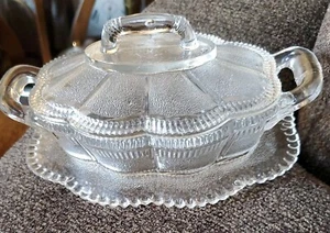 Bryce Brothers Lorne rivestimento burro attaccato fodera trasparente EAPG 7 1/2" L ca 1880's - Foto 1 di 5