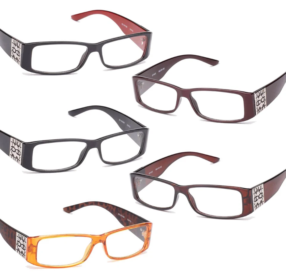 Lentes transparentes no ópticas para mujer logotipo en templo 5 varios estilos marco  Foto 1 de 1