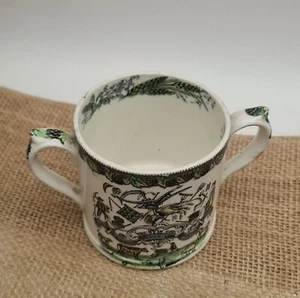 Antik um 1800 englisches Vertrauen in Gott Bauernarme zwei Henkel Tyg oder Becher 8,5 cm - Bild 1 von 5