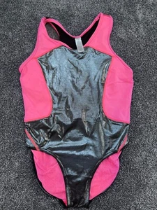 Iviva Athletic Swimsuit Girls Size 14 Pink & Metallic Black - Picture 1 of 5