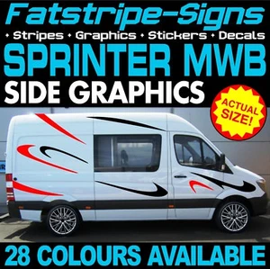 passend für Mercedes Sprinter MWB GRAFIK AUFKLEBER STREIFEN RACE CAMPER VAN WOHNMOBIL - Bild 1 von 2