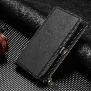Premium Genuine Leather Stand/Zipper Cover/Wallet/Flip Case for iPhone 11 (6.1") - Picture 1 of 18