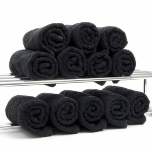 12 x Hairdressing Towels | Salon Towels | Black Hand Towels - Picture 1 of 3