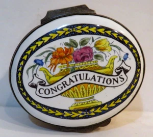 Congratulations Trinket Box Crummles & Co English Enamels Floral Design Gift - Picture 1 of 8