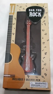 FATHER'S DAY Eccolo DAD, YOU ROCK Guitar Shaped Pen Black Ink/Decorative NIB - Picture 1 of 2