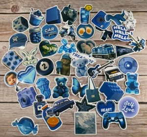 48 Blue Vinyl Stickers Variety Theme Pack Cute Color Decal Sticker Lot Classic - Picture 1 of 5