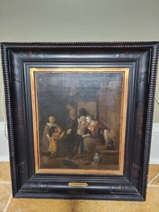 Antigua escena original de taberna holandesa del siglo XVII o XVIII después de Adriaen Brouwer - Imagen 1 de 9