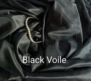 Negro Sheer Voile 116" por yarda boda fiesta decoración telón de fondo muestra gratis - Imagen 1 de 5