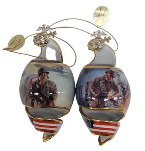 Bradford Editions Ornaments 2002 Set of 2 " Midway & Pearl Harbor" - Picture 1 of 10