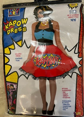 Kapow Pop Art Comic Character Dress Forum Womens Costume 14-16 NEW in Retail PKG - Image 1 of 2