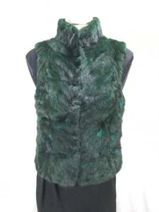 FREE SHIPPING EXPENSIVE ELEGANT USA DYED FOREST GREEN SECTION MINK FUR LADY VEST - Picture 1 of 9