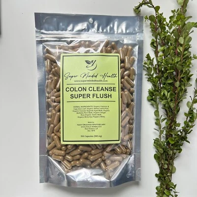 500 Colon Cleanse Super Flush All Organic Herbs Pounds Lose Weight Detox Sebi - Image 1 of 4